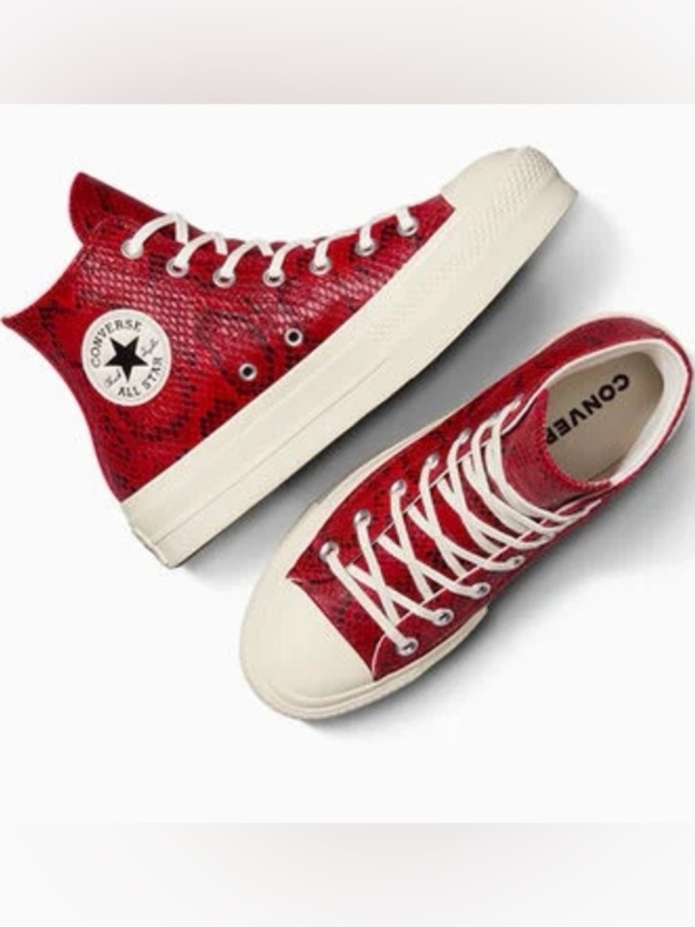 Converse⭐️Chuck Taylor High Top Lift Sneakers - Red Snake Print